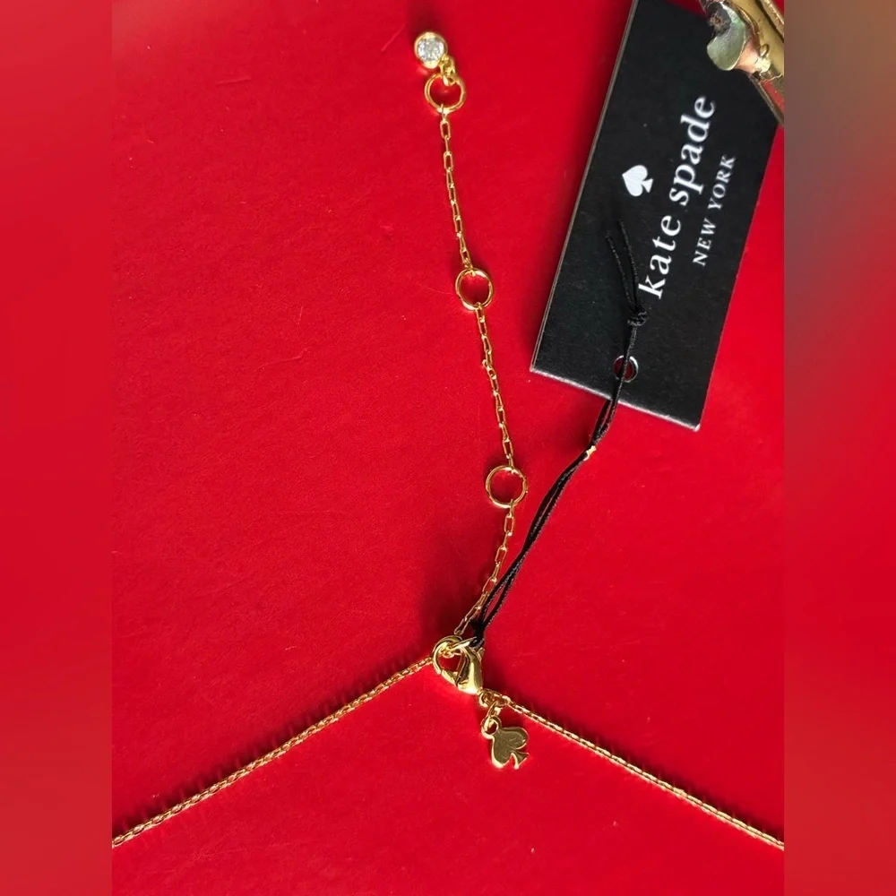 Kate Spade Necklace,Kate Spade Gold and Crystal Ribbon Necklace
